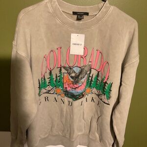 Colorado Grand Lake Graphic Sweatshirt Medium Vintage Wash Eagle Mountain